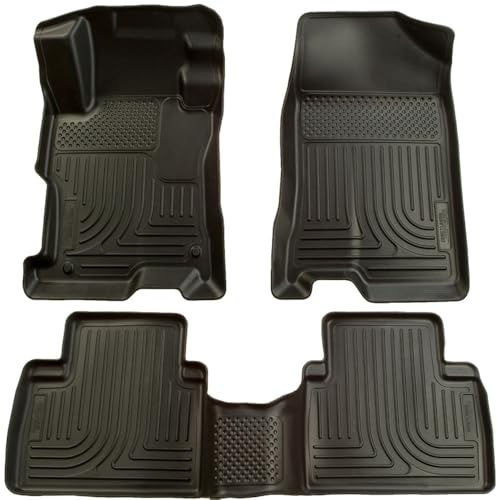 Husky Liners Weatherbeater Floor Mats | Fits 2012-2013 Honda Civic 4-Door | Front & 2nd Row, 3-pc Black - 98441