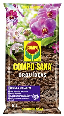 Compo Sana Substrato de orquídeas con 8 semanas de abono para Todas Las orquídeas, Substrato de Cultivo de Corteza de Pino, 5 L, 42x23x5.5 cm, 1161106011