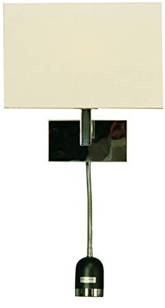 Dapo Wandleuchte DORIS, verstellbarer Leseleuchte, chrom, Schirm weiß 28,5x18x14cm, E27 max. 60 W, Leseleuchte GU10 max. 50W (ohne Leuchtmittel), Bett-Hotel-Leuchte-Lampe (weiß)
