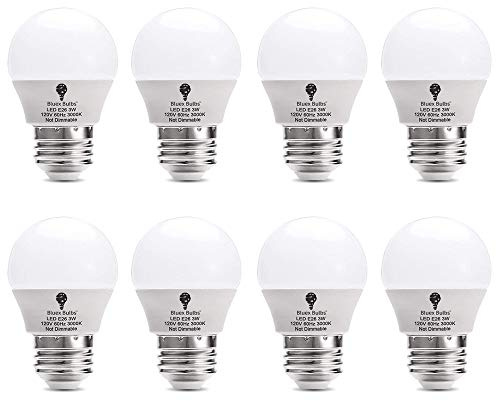 8 Pack BlueX 3W LED Light Bulb G14 3000K Warm White - 25W Equivalent - E26 Base 120V - Small Night Light Bulbs for Bedroom, Ceiling Fan, Table Lamp, Kitchen, Pendant Fixtures, Dinning Room