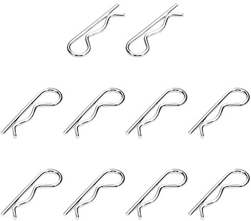 MroMax 1.8mm x 35mm Carbon Steel R Shaped Spring Cotter Clip Pin Fastener Hardware Silver Tone 100Pcs