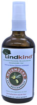 Lindkind - Weinmücke - Spray 100 ml Mückenspray Mückenmittel aus Bio - Produkten Anti Mückenspray Glasflasche Waldkindergarten