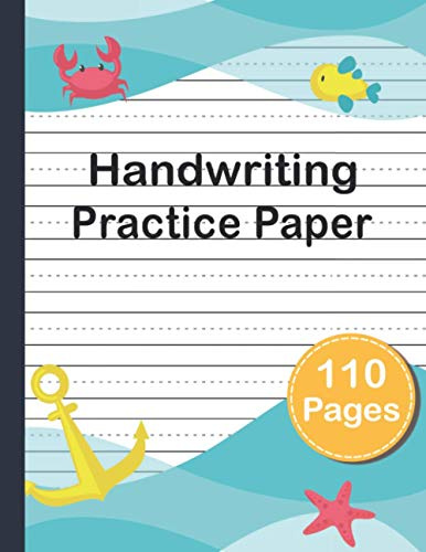 Handwriting Practice Paper: Blank lined Pages With Dotted Middle Lines To Practice Writing For Young Kids.