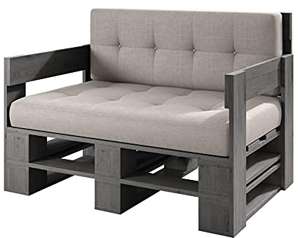 sunnypillow palettenmöbel Europaletten Indoor und Outdoor - Lounge gartenmöbel Holz gartenmöbel Set Lounge möbel Terrasse Balkon loft Stil Paletten Palette (Grau Sofa 120 x 60 cm Höhe : 30 cm)