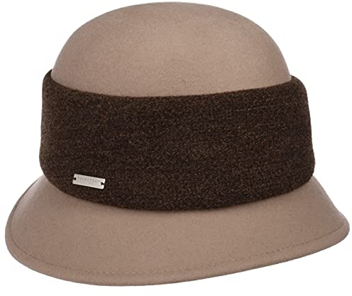 Seeberger Maybritt Wollhut Filzhut Wollfilzhut Damenhut Glockenhut Damen - Winter Herbst-Winter - One Size beige-braun