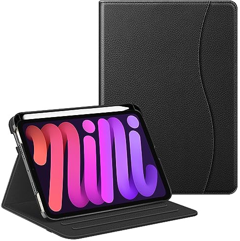 FINTIE Case for iPad Mini 7 (2024 A17 Pro) / iPad Mini 6 (2021) 8.3 Inch | Multi-Angle Viewing, Folio Smart Stand Cover with Pencil Holder & Pocket, Black