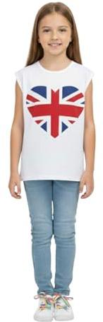 A2Z 4 Kids Flickor T Skjortor England Fotboll Värld Kopp Hjärta Tryck T Shirt Mjuk - T Shirt 552 White 9-10