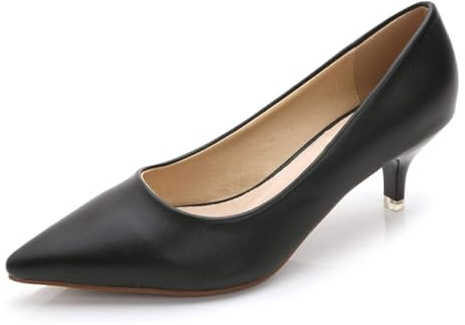 Stunner Women's Classic Fashion Pointed Toe Low Heel Dress Pumps Shoes Black 39(7.5) 2
