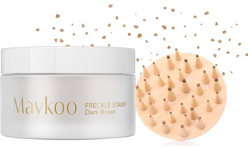 MAYKOO Sommersprossen Stempel Wasserfest, Faux Freckles Stamp, Sommersprosse Makeup mit Pinsel, Luftpolster Fake Freckle Schweißfest Langlebiger für Natürliche Mühelose Sunkissed Make-up 15g(Kaffee)