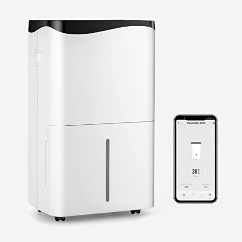 GOPLUS Luftentfeuchter 50 L/Tag, Entfeuchter elektrisch für Raum bis zu 100m²- 4 Betriebsarten | LED Display | 24H Timer | App-Steuerung | mit Ablaufschlauch - Raumentfeuchter (50 L/Tag-100m²)