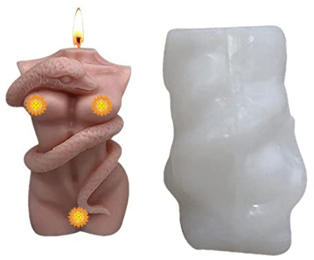 JS MOLD Frau Silikon Kerzenform, Schlange um den menschlichen Körper gewickelt Silikon Gießformen,3D Silikonform Torso Body Candle Mold Für Die Herstellung Der Duftkerze Schokolade