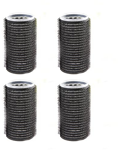 LOMYLM 4pcs Hair Rollers Self Grip, Sticky Hair Rollers Heatless Rollers for Hair Volume, Salon Hairdressing Curlers Curling Tools (Black)
