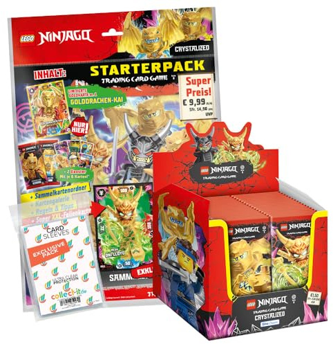 Bundle mit Blue Ocean LEGO Ninjago Serie 8 Trading Cards - 1 Starter + 1 Display (50 Booster) + Exklusive Collect-it Hüllen