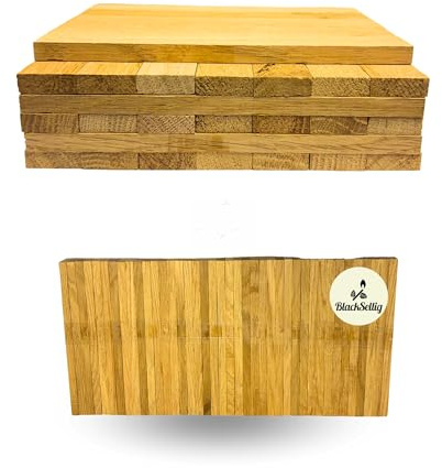BlackSellig Bastelklötze aus Holz 22 x 8 x160mm Eiche – DIY, Modellbau & Dekoration. Unbehandeltes Naturprodukt, vielseitig nutzbar für kreative Projekte und Handwerksideen. (40 Stück)