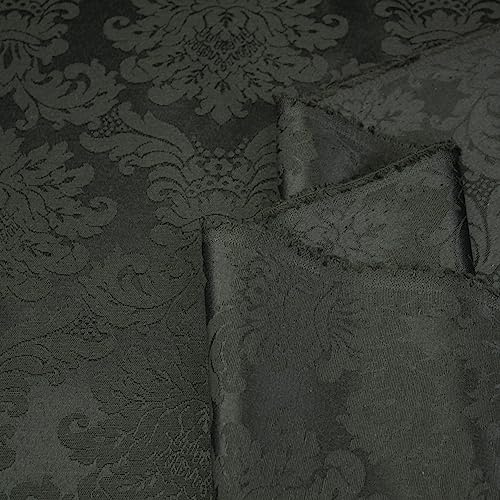 DAMASCO DE BROCADO VICTORIANO TAPICERÍA Y MODA SERIE MALAKA, ANCHO 280cm (1 METRO, NEGRO)