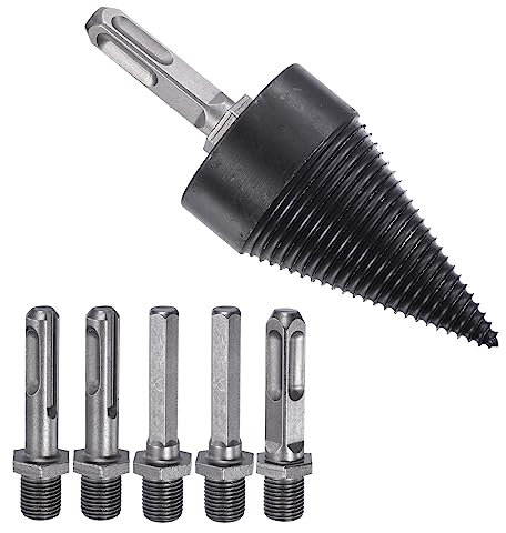 PATIKIL 50mm Firewood Log Splitter Drill Bit, 7Pcs/1Set Removable Drill Bits Electric Drills Screw Cone Driver with Drill Shafts for Home