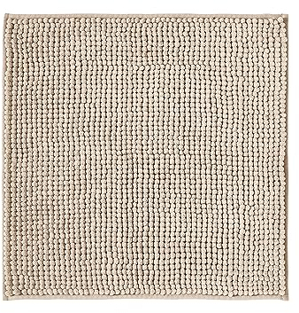 Decomira Alfombra de Baño Antideslizante de Chenilla | Alfombrilla súper Absorbente y Lavable a máquina | para el baño, la Ducha, la bañera o como Alfombra WC | Beige - 45x45 cm