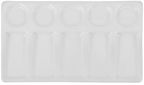 COHEALI Rectangular Plástico 5 Redondo Y 5 Rectangulares Rectangular Paleta De Mezcla Blanca Para Acuarela Acrílico Gouache Y Pintura Al Óleo Fácil De Limpiar 7.6 X 4.3 Pulgadas