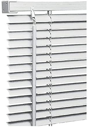 White PVC Plain Venetian blinds - Metal Headrail & Fittings - 25mm Thin slats Trimmable Easy fit - window Treatment Shutters - Home Offices Blind (Width 240cm x Drop 150cm)
