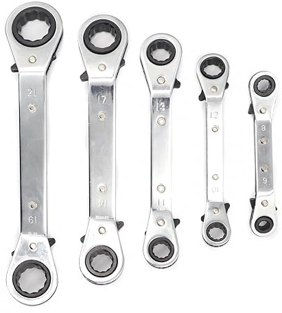cSeao 5 Pieces Metric Box End Reversible Ratcheting Wrenches Set,Metric Ratchet Box Wrench Set,Repair Wrench Set,Socket Spanner Tool