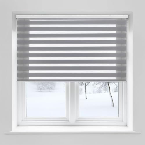 Estor Enrollable Klemmfix Sin Taladrar 90 x 340 cm Protección Solar Persiana Enrollable Blackout Personalizable para Oficina en casa, Gris Claro
