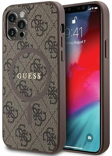 Guess GUHMP12MG4GFRW Hülle für iPhone 12/12 Pro 6.1 braun hardcase 4G Collection Leather Metal Logo