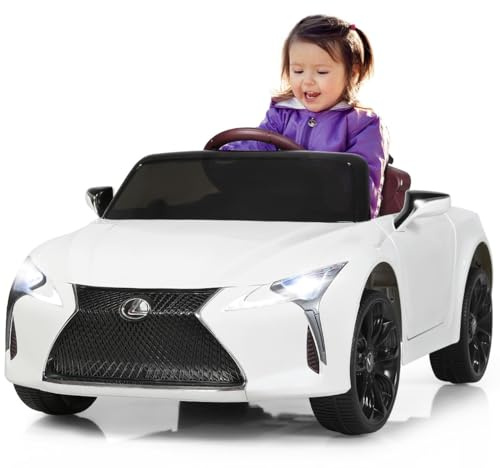 GOPLUS 12V Kinder Elektroauto Lexus LC500, Elektrofahrzeuge mit 2,4G Fernbedienung, Kinderauto Elektrisch mit 2 Türen & 2 Geschwindigkeiten & USB & Hupe & Musik, für Kinder 3-8 Jahren (weiß)