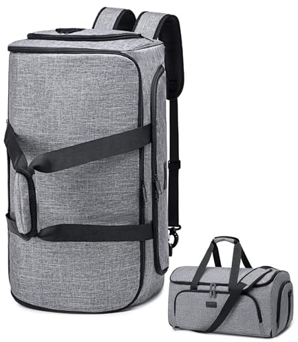 Vessgra Anzugtasche, Kleidersack Reisetaschen für Anzüge, Umwandelbarer Garment Duffel Bag für Männer und Frauen, 4 in 1 Kleidersack Tasche Hängetasche für Anzug mit Schuhtasche (Grau)