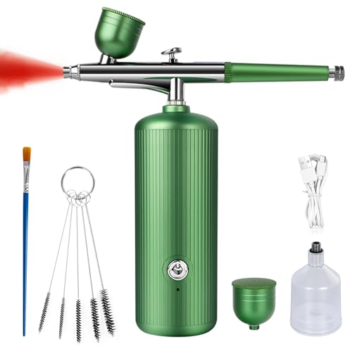 Airbrush Kit with Compressor - 48PSI Paint Sprayer, High-Pressure, Portable Cordless Paint Sprayer with 0.3mm Nozzle and Cleaning Brush Set for Nail Art, Makeup, Barber, Cake Decor, Model Painting