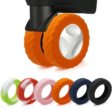 XYOFUN Luggage Compartment Wheel Protection Cover - Upgraded 8-Pack Anti Dust & Scratch Noise Reduction Carry On/Travel Suitcase Wheel Protector - Orange