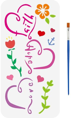 FINGERINSPIRE Zeichenschablone Faith Hope Love Heart Mit Einem Pinsel 30x15cm Malvorlage Love Heart Blumen Blätter Muster Schablone Zum Malen Auf Holz Wänden Stoffen Und Möbeln