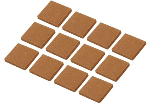 sourcing map 12pcs Square Felt Furniture Pads, 1.4x1.4 Inch Small Felt Chair Leg Floor Protectors Prevent Scratches Self Adhesive for Furniture Hard Floor, Brown
