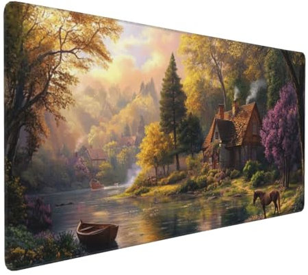 Large Mouse Pad 1200x600x4mm Autumn Gaming Mouse Mat Landscape XL Mousepad Anti-Fray Stitched Edges with Non-Slip Rubber Base,Ergonomic Mouse Pad Extended Desk Mat, Home Office Accessories PC,Laptop
