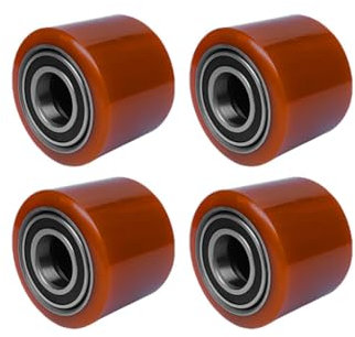 Lot de 4 rouleaux de transpalette for chariots élévateurs électriques 80 x 64 mm (diamètre 80 mm, largeur 64 mm) Rouleaux de transpalette en polyéthylène, rouleau de charge avec roulements à billes, a