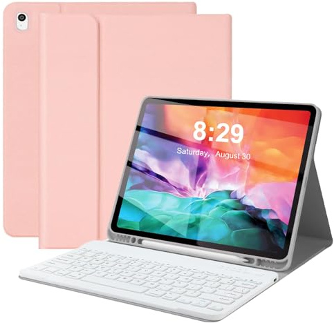 Funda con teclado para iPad Pro de 12.9 pulgadas (modelo antiguo) 2015 1ª/2017 2ª generación, teclado Bluetooth inalámbrico recargable y desmontable, funda de piel inteligente con soporte para lápices