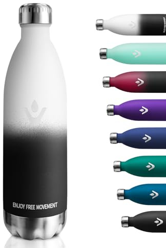 Gourde Isotherme 1L, Étanche, Gourde Métal sans BPA, Bouteille d'eau Double Paroi, Réutilisable, Bouteille Isotherme en Acier Inoxydable, Gourde Inox pour Sport, Gym, École, Bureau, Randonnée