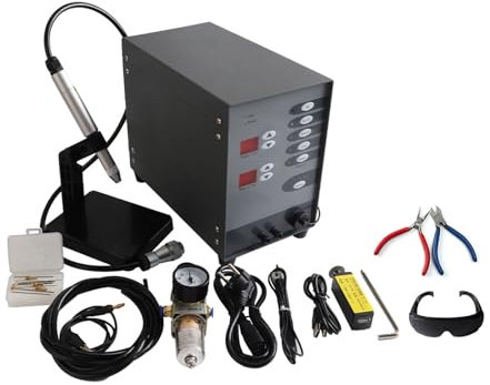 QTQHOME Professional Jewellery Welding Kit–Pulse TIG Spot Welder for Gold,Aluminium & Titanium,Adjustable 50A-600A,Compact Portable for Repairs & Crafting