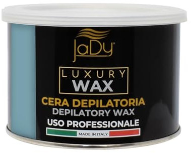 JaDy - Cera Depilatoria Azulene | Uso Professionale | Delicata su Pelle Sensibile | Made in Italy | Rimozione Peli Efficace, 400ML, Blu (1)