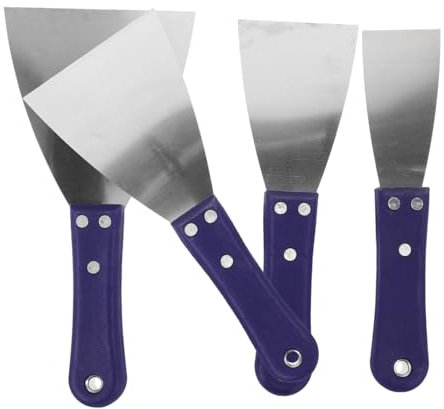 NUOBESTY 4 Pezzi Raschietti Inossidabile per Cartongesso Strumenti per Applicazione Stucco e Pulizia Ergonomico Dimensioni per Rimozione Macchie e Coperture Murali