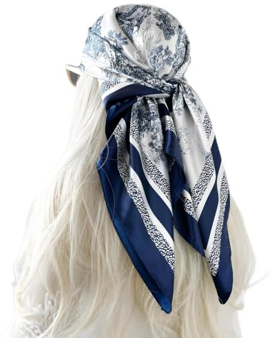 CHIC DIARY 90 * 90cm Halstuch Damen Quadratische Schal Scarf Seidentuch Seidenschal Taschentuch Bandana Geschenk für Frauen