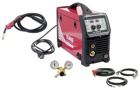 ELMAG Multifunktions-Schweißinverter P3S 1825M 2L ECO-SET | MIG/MAG, MMA, LIFT-WIG | 180 A | Synergic-Modus | 230 V | inkl. Schlauchpaket, Druckminderer & Zubehör | Schweißgerät