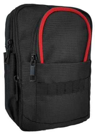 Golf Wertsachen-Tasche mit 3 Reißverschlusstaschen, Golfball-Organizer für 28 Bälle, Entfernungsmesser & Tees, Schwarz