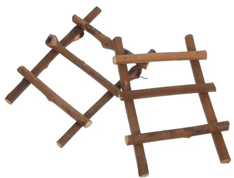 OFFIGAM 2 Stück Miniatur Rattanleiter für Puppenhaus Deko Garten Ornament DIY Mikrolandschaft Bastelzubehör Leichte und Robuste Leitern