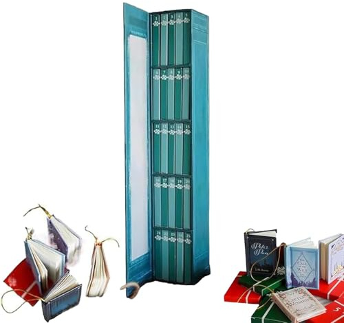 Mini Book Ornament Advent,Halloween Advent Calendar with 24 Volume for Lovers Gifts, Christmas Countdown Calendars, Christmas Tree Ornament Advent Calendar(B)