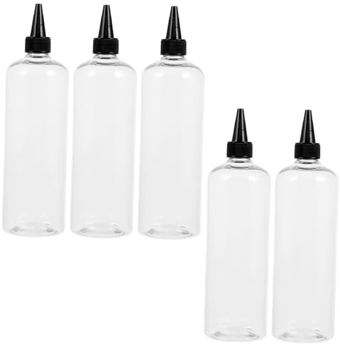 Veemoon Set 5 Pezzi Bottiglie per Olio Chioma 500ml Plastico Tappo Antigoccia Riutilizzabili per Tinture e Gel Colorante Chioma