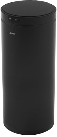 ML-Design Mülleimer mit Sensor 40L rund aus Stahl, Schwarz, Automatisches Öffnen und Schließen, Abfalleimer berührungslos, Klemmring für Müllbeutel, Müllbehälter mit Bewegungssensor für Küche und Büro