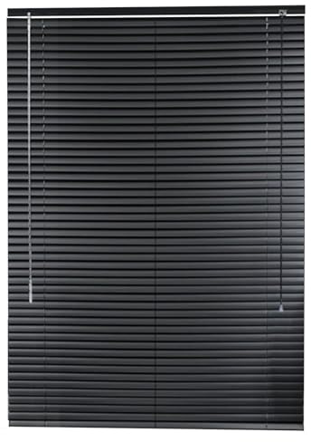 tow000ack Aluminium-Jalousie,Horizontale Verdunkelungsrollo,Tür- und Fenster Jalousie,Schwarze 25mm-Alu Lamelle,Sichtschutz,für Haus Büro,Badezimmer,Küche,Anpassbar,Breite × Höhe (50cm x 200cm)