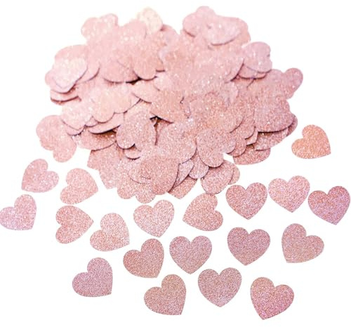 100 Stück Herz Konfetti Glitzer, Herz Konfetti Roségold, Herzen Streudeko Pailletten Confetti für Geburtstag, Goldene Hochzeit, Valentinstag, Hochzeitsdeko (Roségold)