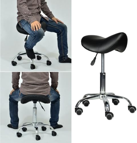 Ergonomisk sadelpall med hjul för professionella stillasittande, anti-trötthet kontor och salongsstol
