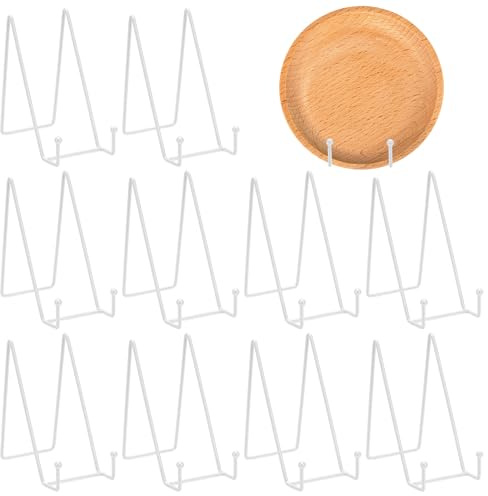 INTERWARM 10 support Décoratif Blanc pour Assiette de 15.2cm Support en Fer pour Assiette D'Exposition Chevalet de Présentation pour Assiettes Décoratives Affiches Œuvres D'Art en Papier